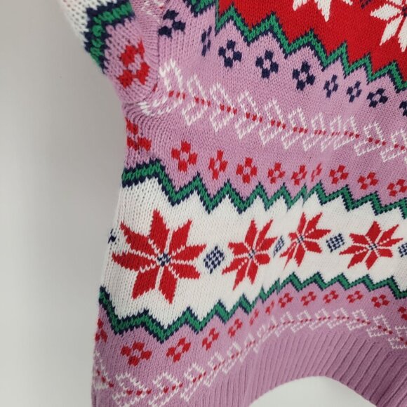 33 degrees womens Medium Pink red fair isle super soft cropped mock neck sweater - Picture 3 of 9